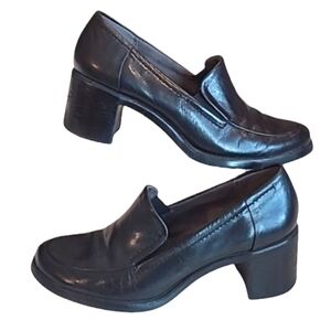 Aerosoles Heartthrob Leather Mules Slip On Penny loafer Chucky Square Heel Rest